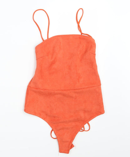 In the Style Womens Orange  Velvet Bodysuit One-Piece Size 10