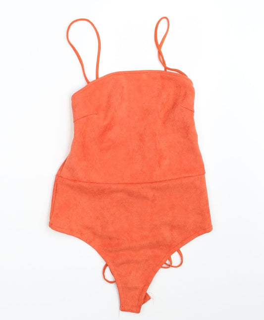 In the Style Womens Orange  Velvet Bodysuit One-Piece Size 10