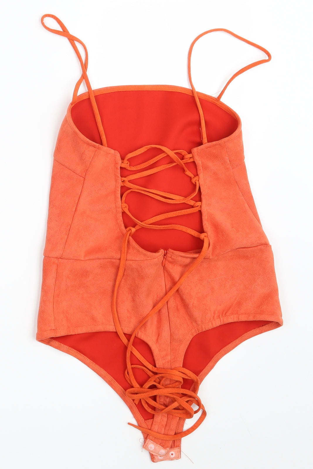 In the Style Womens Orange  Velvet Bodysuit One-Piece Size 10