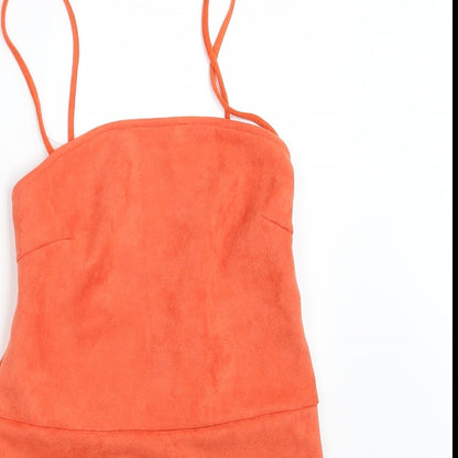In the Style Womens Orange  Velvet Bodysuit One-Piece Size 10