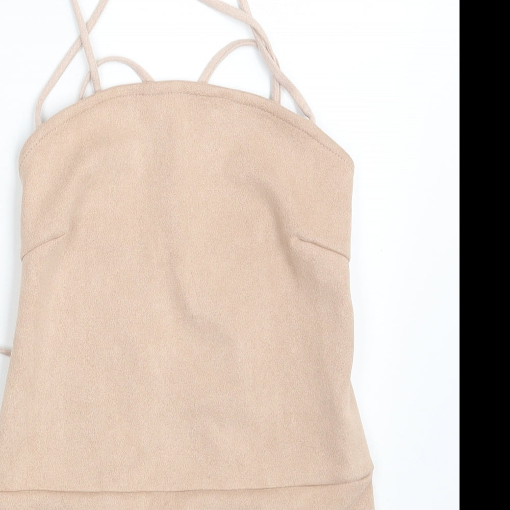 In the Style Womens Pink  Velvet Bodysuit One-Piece Size 10