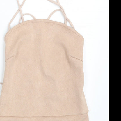 In the Style Womens Pink  Velvet Bodysuit One-Piece Size 10