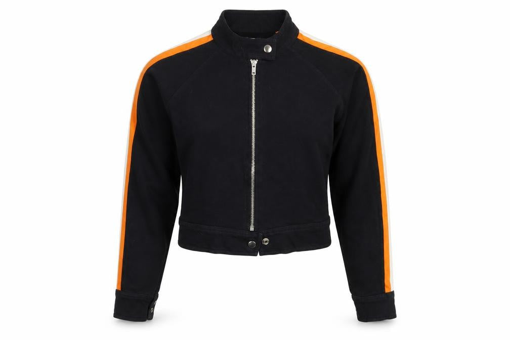 Preworn Womens Black Striped  Full Zip Jumper Size 14