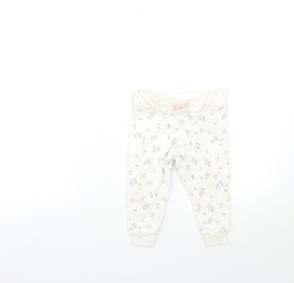 Primark Baby White Floral  Jogger Trousers Size 9-12 Months