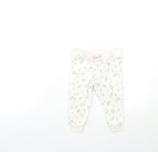 Primark Baby White Floral  Jogger Trousers Size 9-12 Months