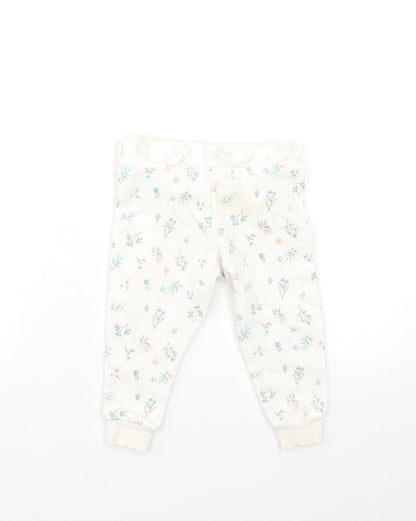 Primark Baby White Floral  Jogger Trousers Size 9-12 Months