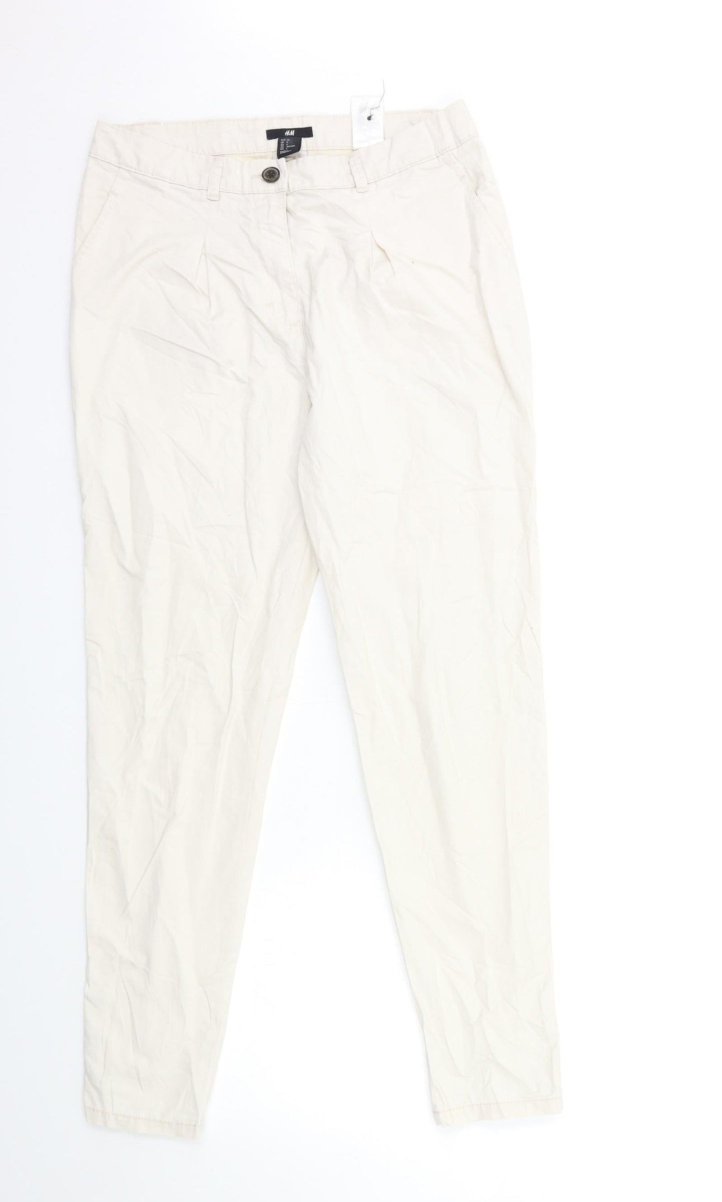Womens UK Size 8 H&M Regular Fit  White Trousers