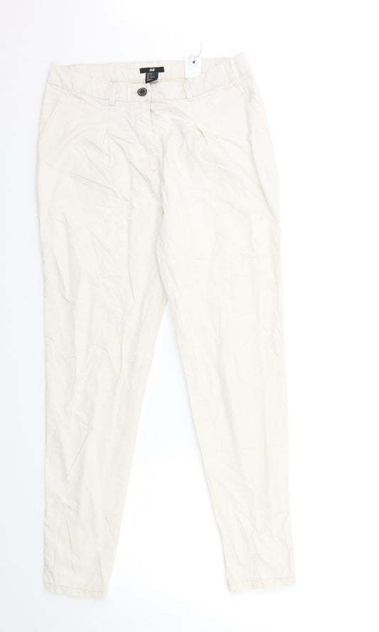 Womens UK Size 8 H&M Regular Fit  White Trousers