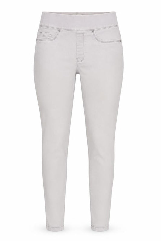 Front view of Denim & Co. women’s grey denim jegging jeans, size UK 8, 28-inch leg