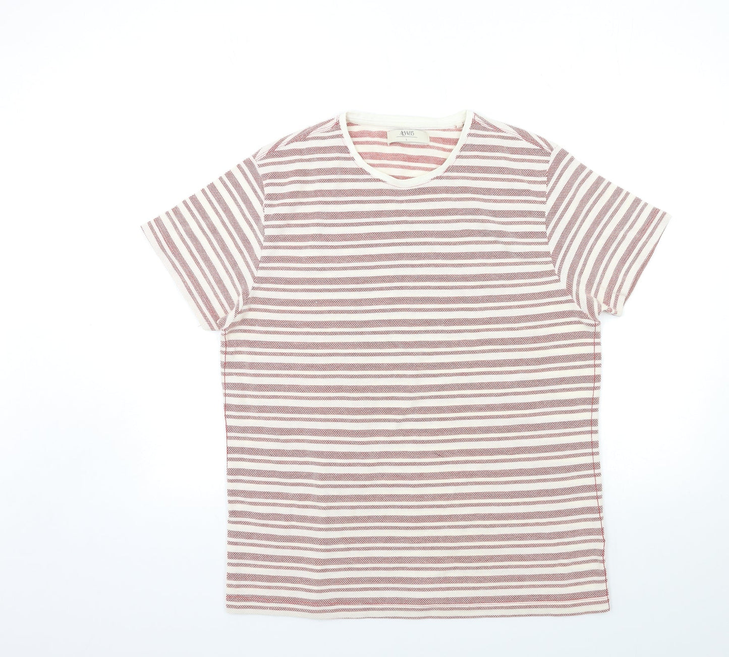 ACW85 Mens Red Striped   T-Shirt Size L