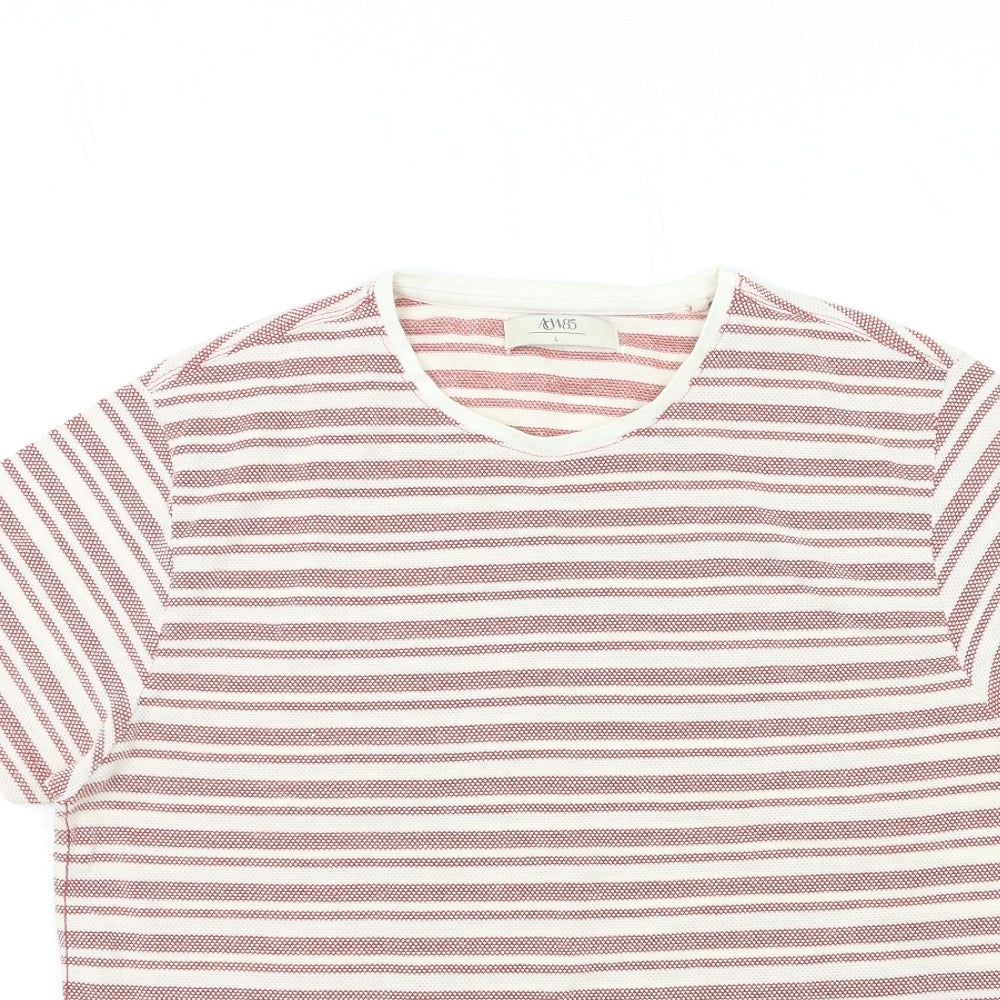 ACW85 Mens Red Striped   T-Shirt Size L