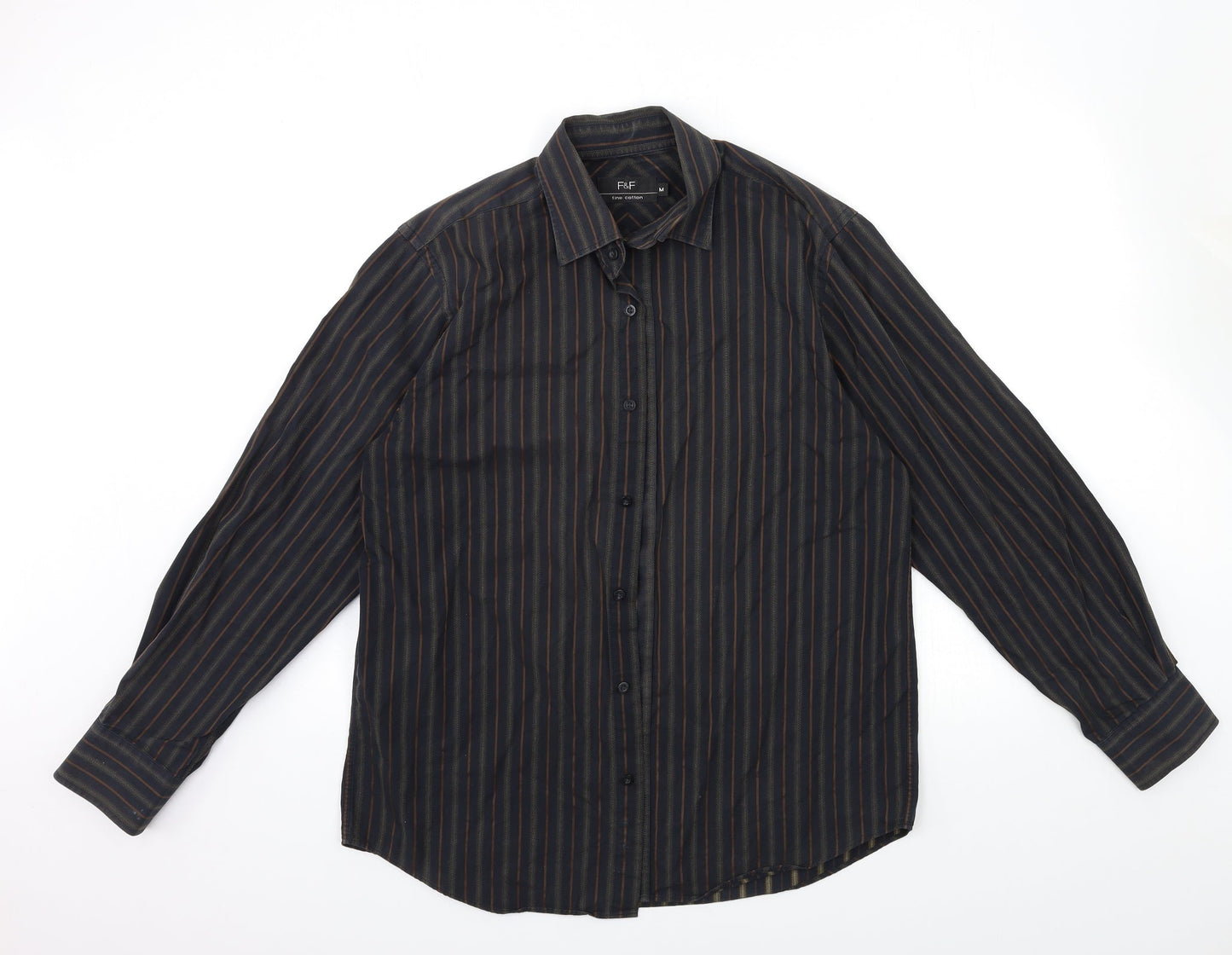 F&F Mens Black Striped   Button-Up Size M