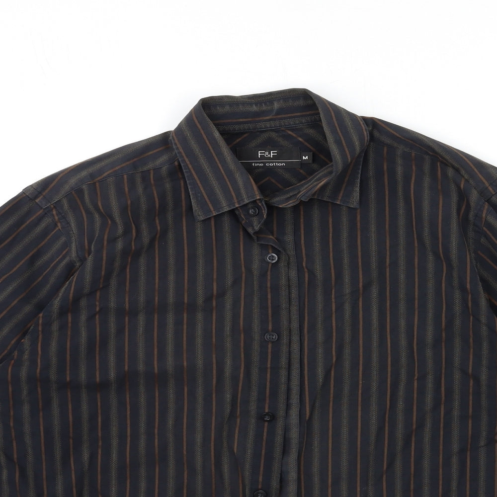 F&F Mens Black Striped   Button-Up Size M