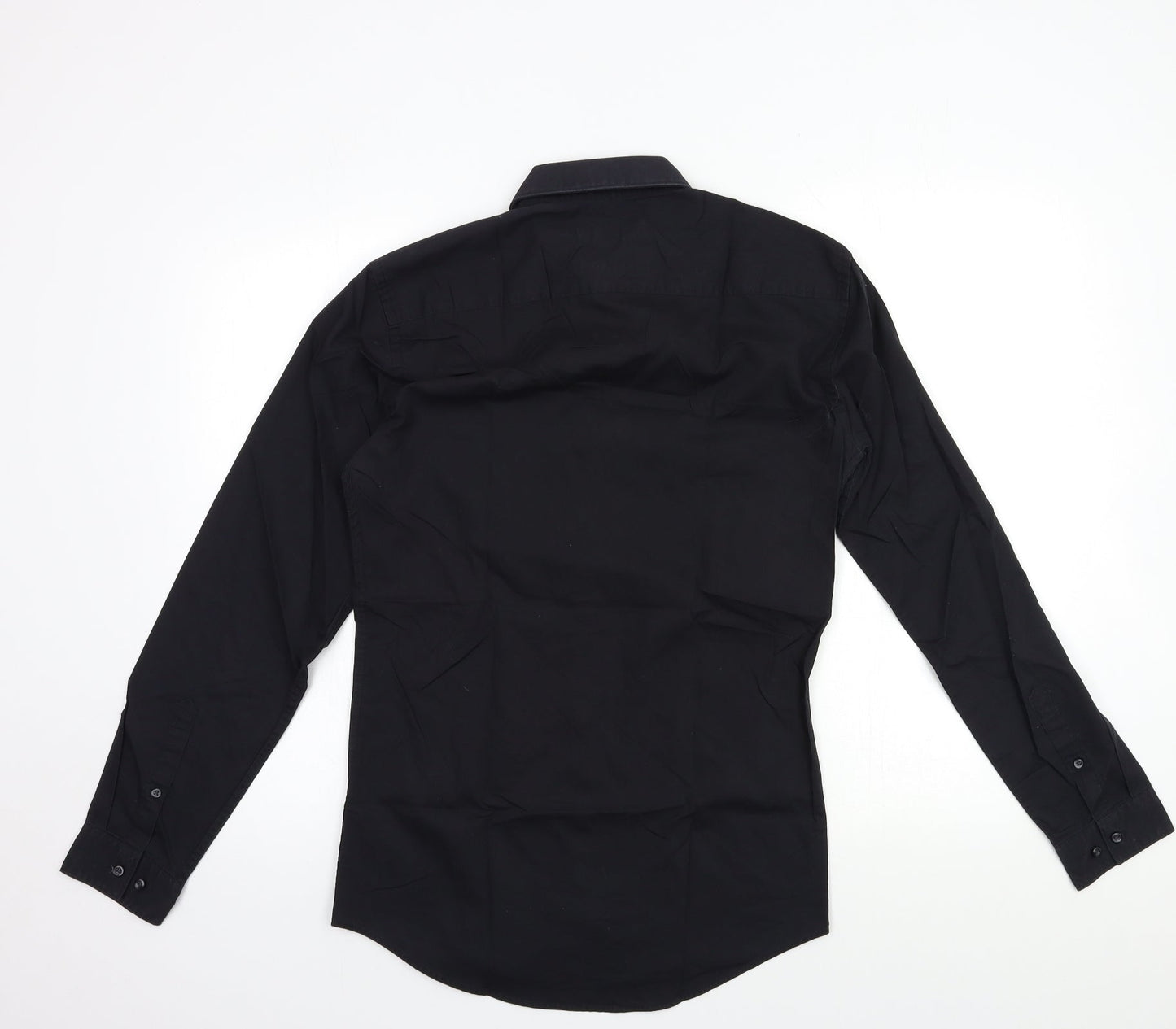 Mens UK Size 14.5 NEXT Black  Button-Up Long Sleeve Casual Shirt