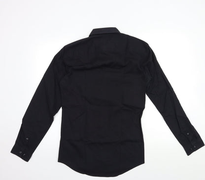 Mens UK Size 14.5 NEXT Black  Button-Up Long Sleeve Casual Shirt
