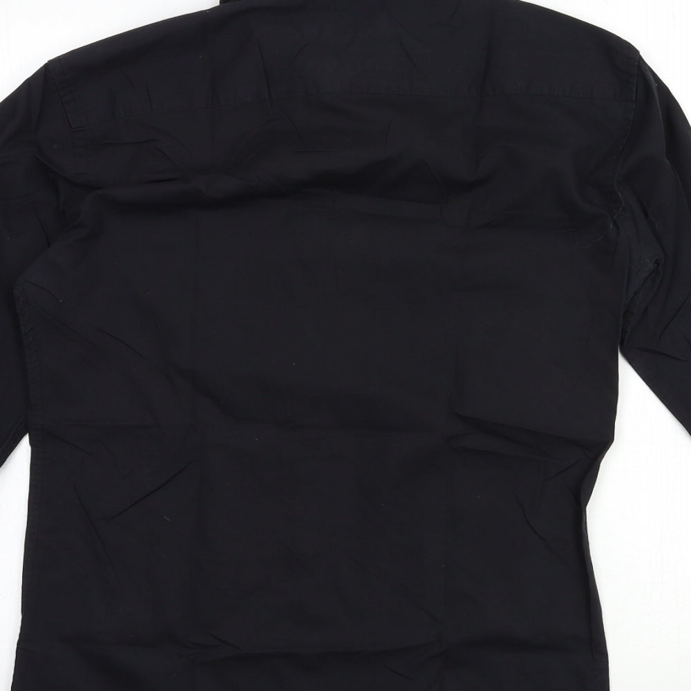 Mens UK Size 14.5 NEXT Black  Button-Up Long Sleeve Casual Shirt
