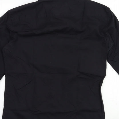 Mens UK Size 14.5 NEXT Black  Button-Up Long Sleeve Casual Shirt