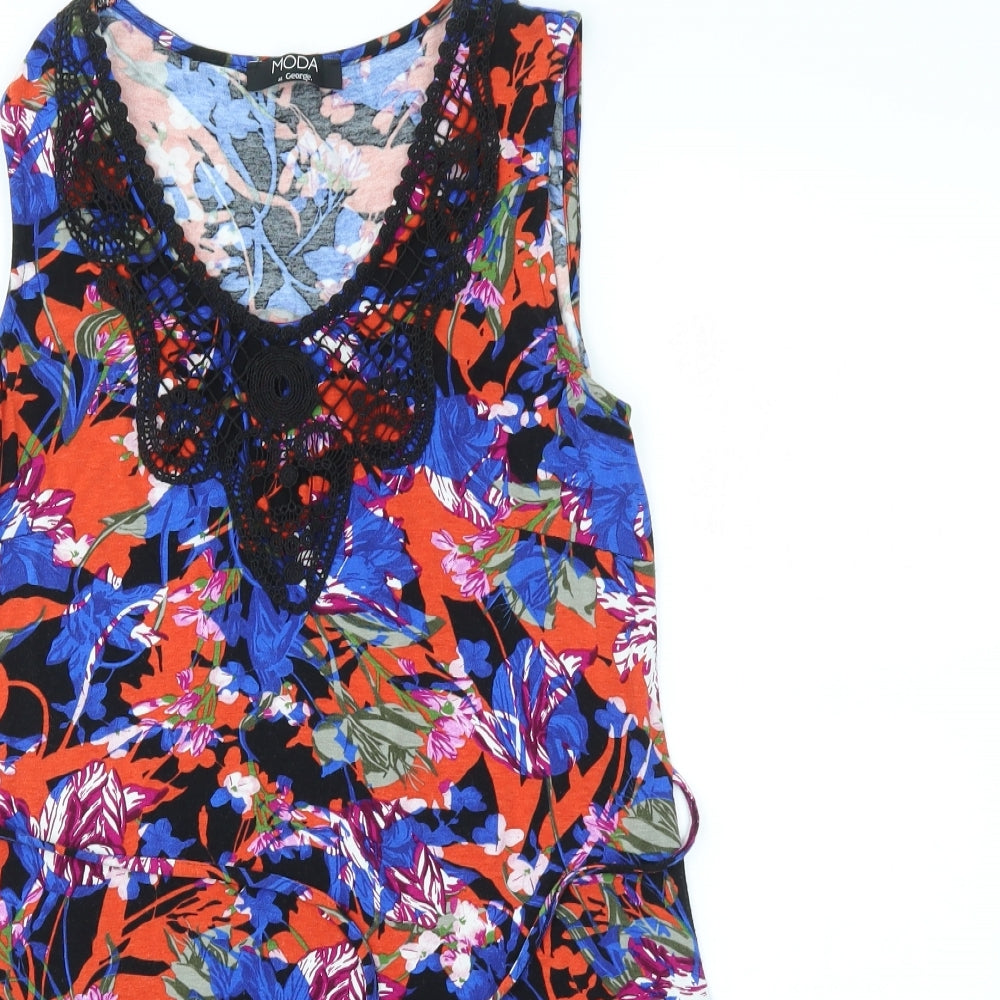 George Womens Multicoloured Geometric  Basic T-Shirt Size 10