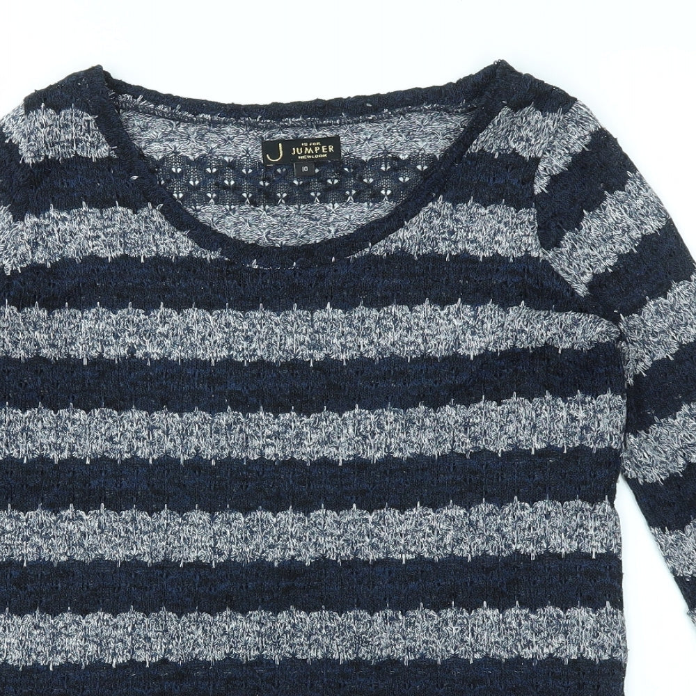 Womens UK Size 10 JUMPER Blue Basic T-Shirt
