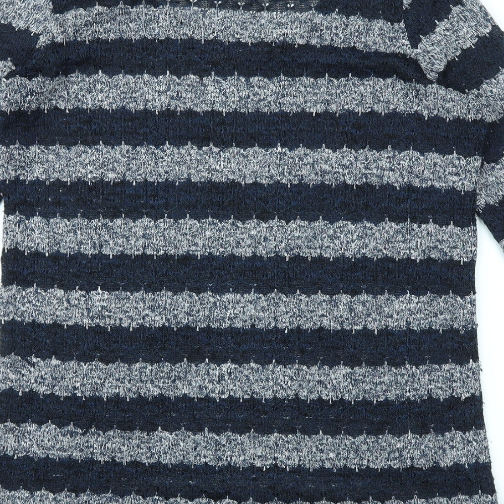 Womens UK Size 10 JUMPER Blue Basic T-Shirt