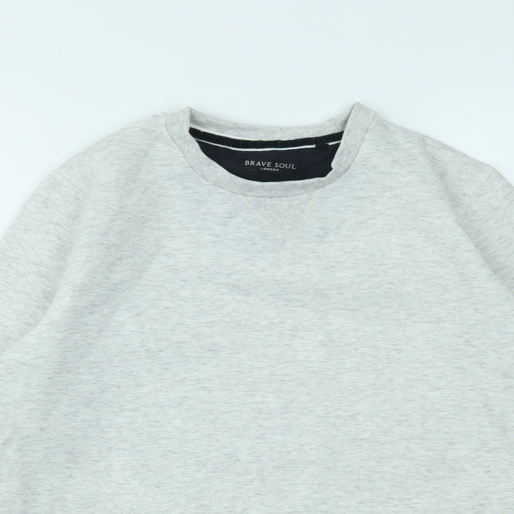 Brave Soul Mens Grey   Pullover Jumper Size M