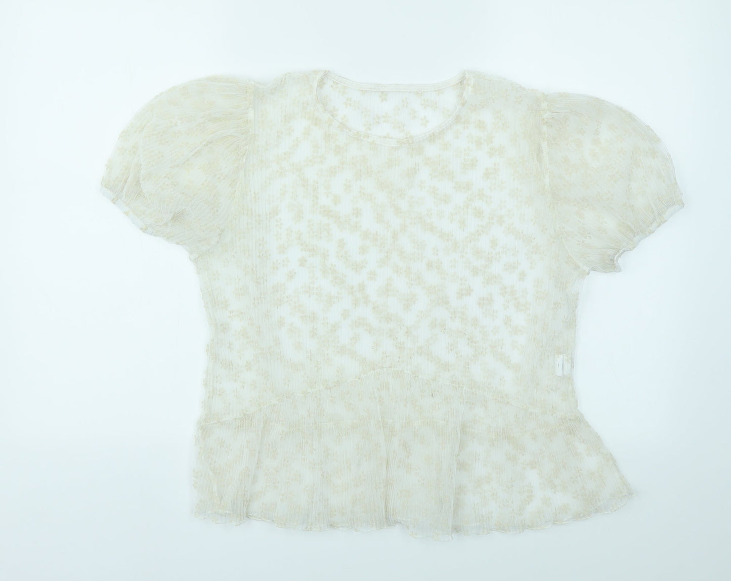 Primark Womens Ivory Floral  Basic T-Shirt Size M