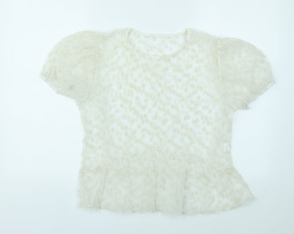 Primark Womens Ivory Floral  Basic T-Shirt Size M