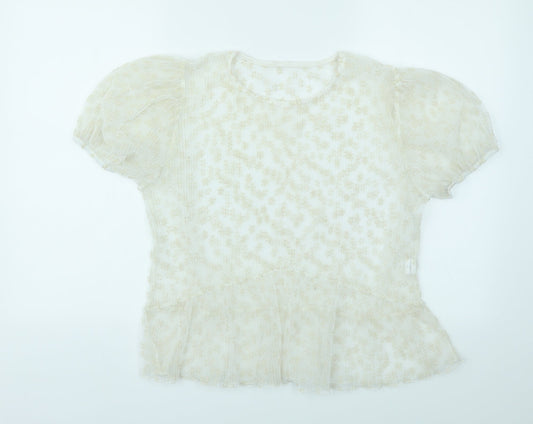 Primark Womens Ivory Floral  Basic T-Shirt Size M