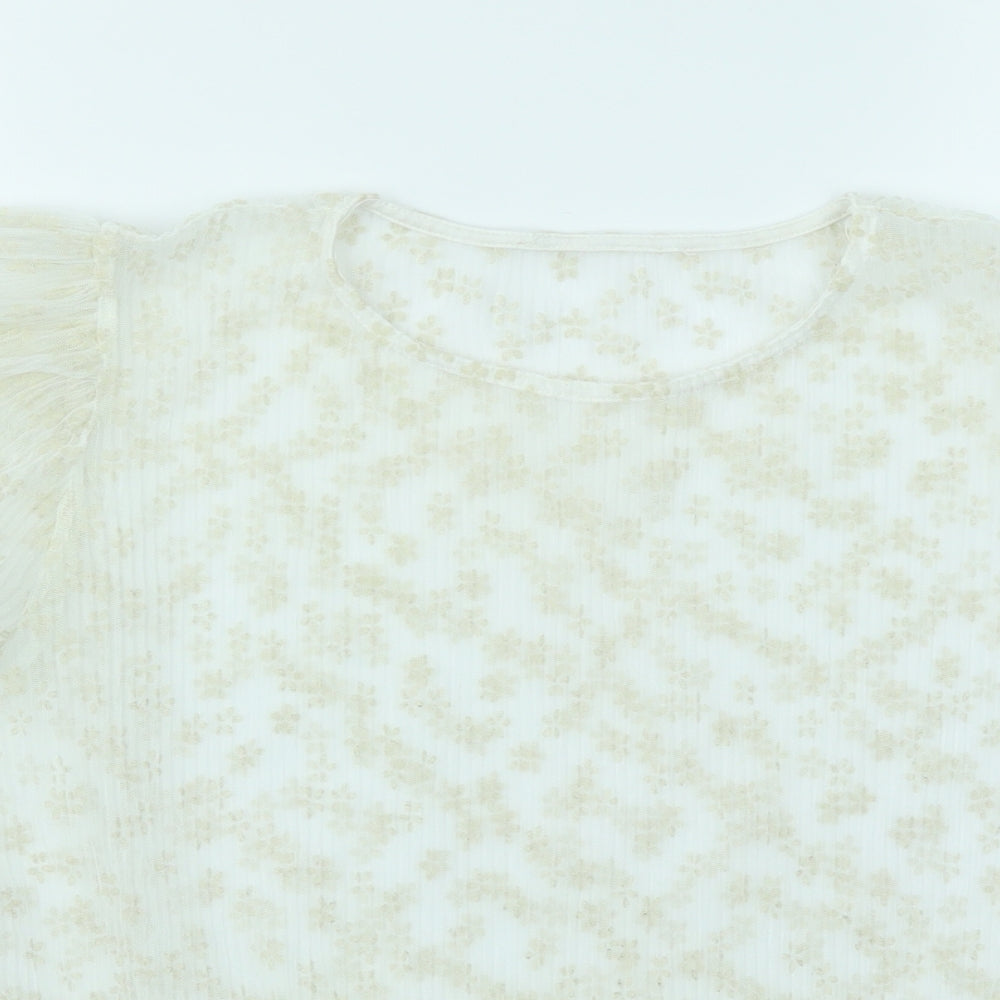Primark Womens Ivory Floral  Basic T-Shirt Size M