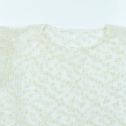 Primark Womens Ivory Floral  Basic T-Shirt Size M