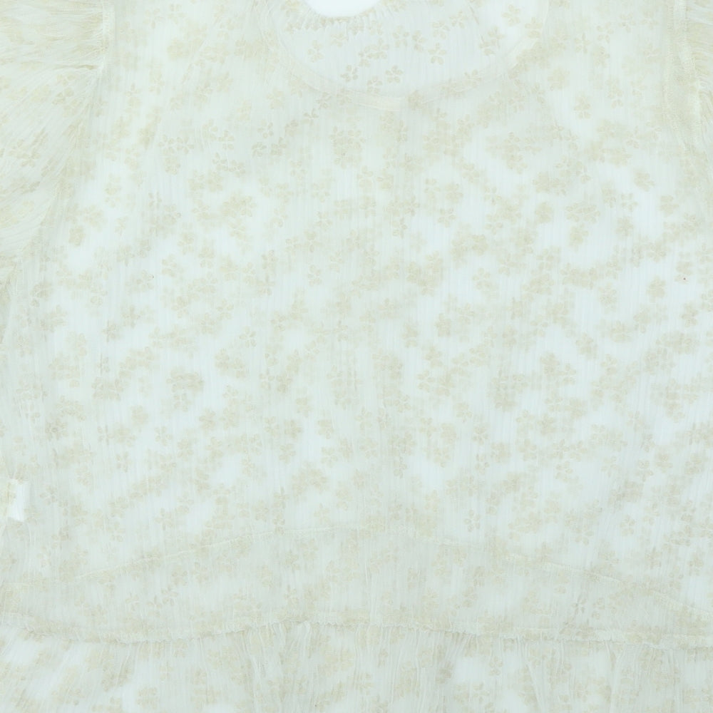 Primark Womens Ivory Floral  Basic T-Shirt Size M