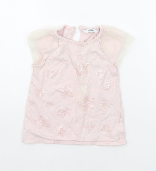 George Girls Pink Geometric  Basic T-Shirt Size 2-3 Years  - SEQUIN