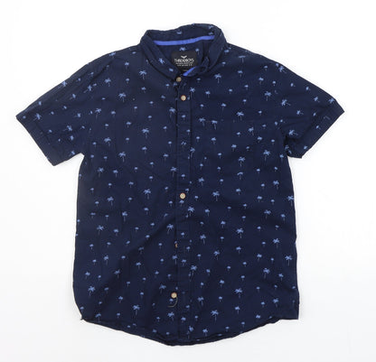 THREADABLE Girls Blue Geometric  Basic Button-Up Size 11-12 Years
