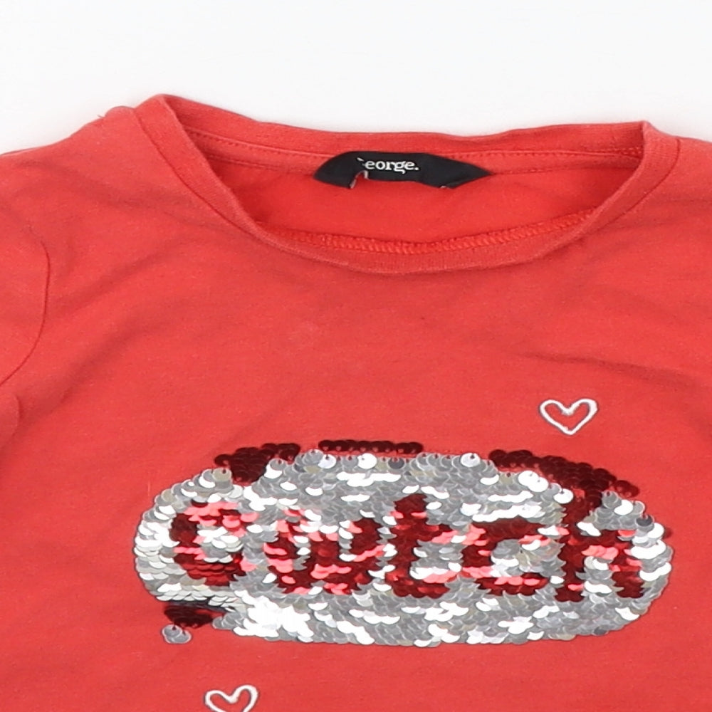 George Baby Red   Basic T-Shirt Size 12-18 Months  - SEQUIN