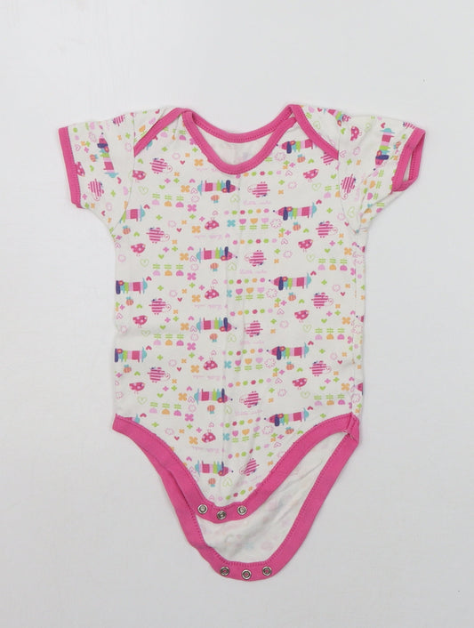 George Baby White Geometric  Babygrow One-Piece Size 12-18 Months  - ANIMALS