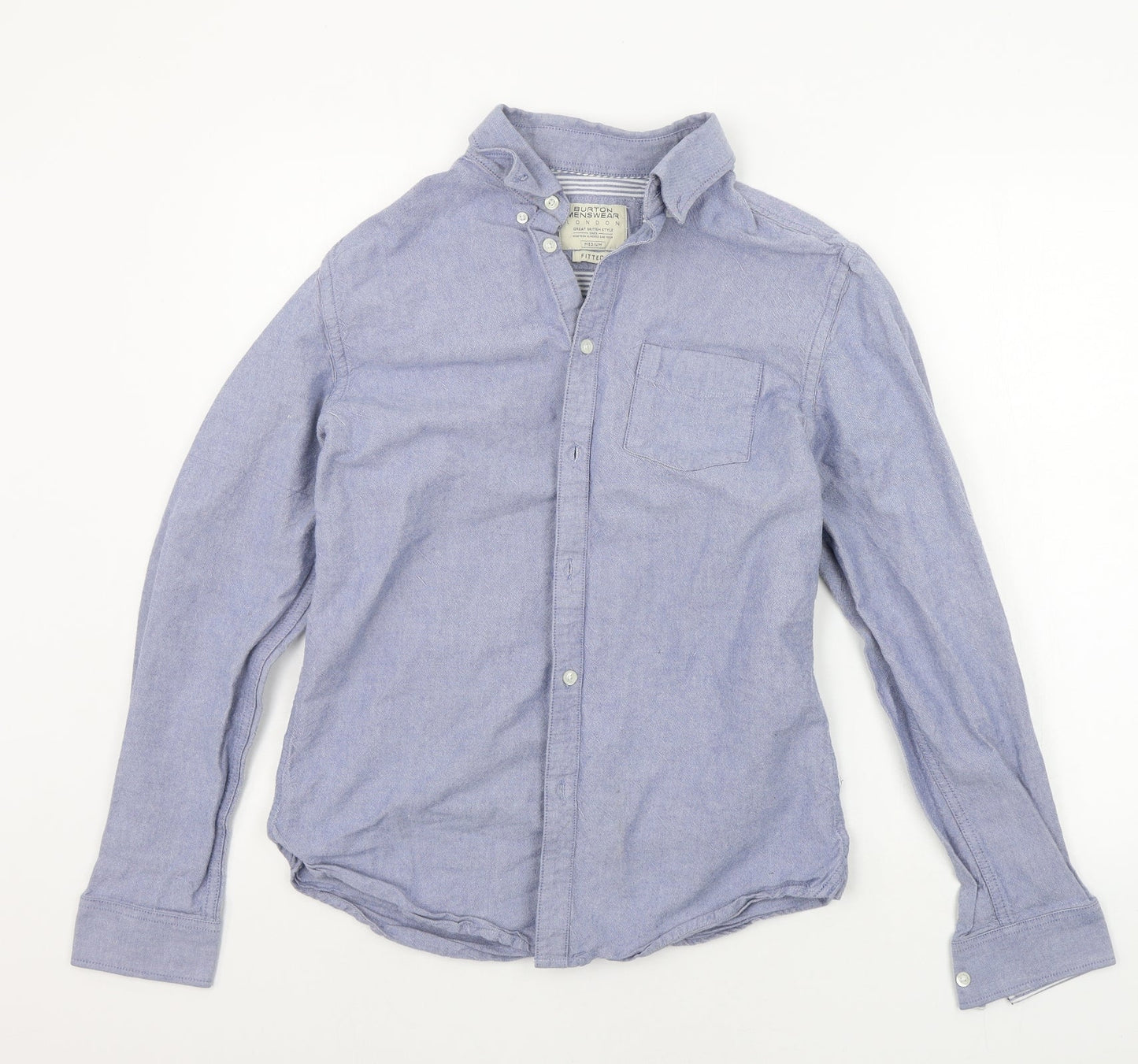 Mens UK Size M burton menswear Blue  Button-Up Long Sleeve Casual Shirt