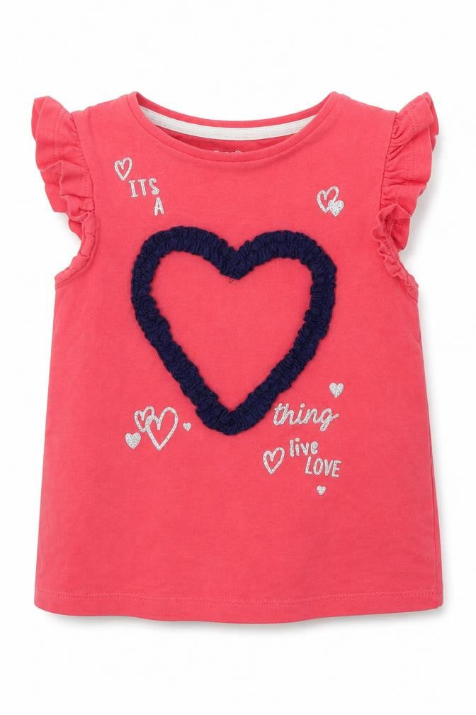 Front view of F&F Baby Pink Basic T-Shirt, size 12-18, Months - HEART