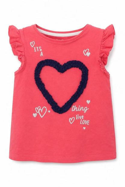 Front view of F&F Baby Pink Basic T-Shirt, size 12-18, Months - HEART