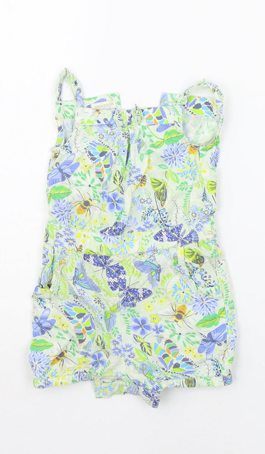 Monsoon Baby Green Geometric  Babygrow One-Piece Size 6-9 Months