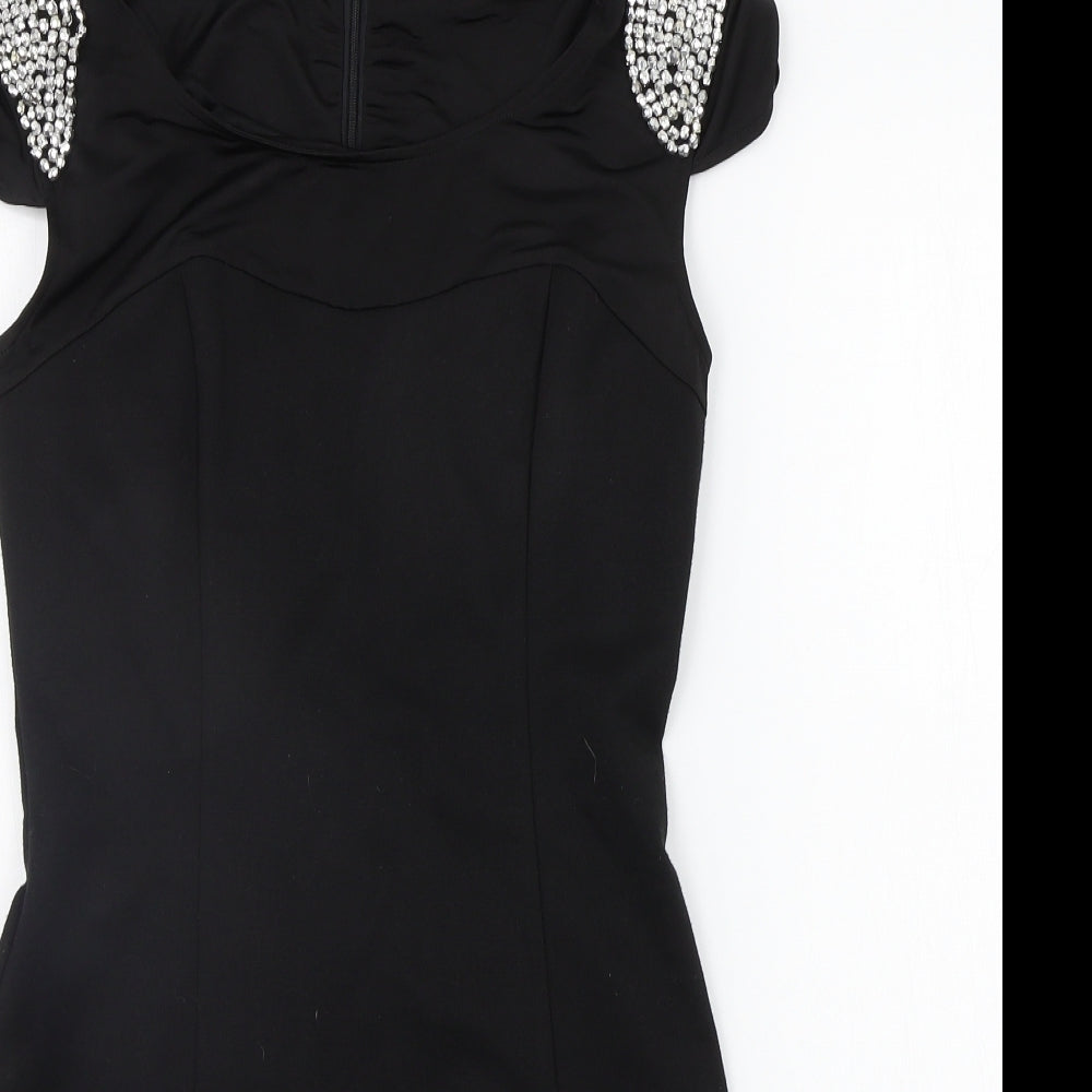 MELA LOVE LONDON Womens Black   A-Line  Size 12  - jewl detail