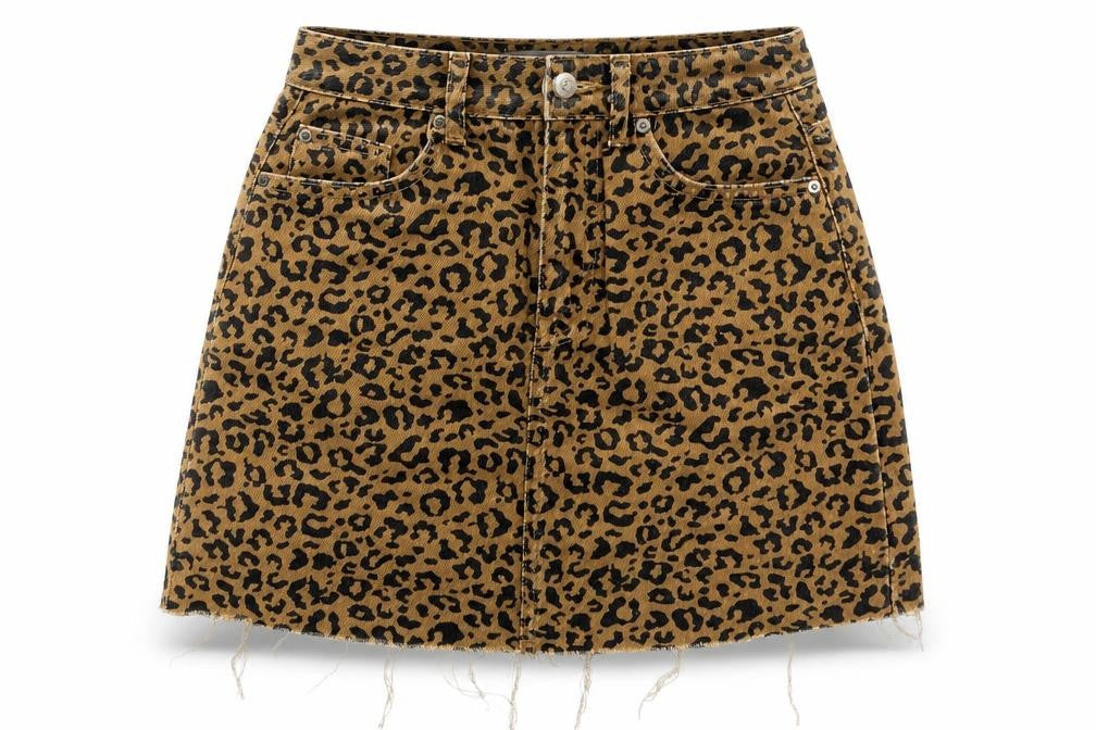 Denim & Co. Womens Beige Animal Print Denim A-Line Skirt Size 6
