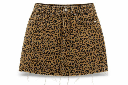 Denim & Co. Womens Beige Animal Print Denim A-Line Skirt Size 6