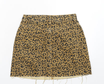 Denim & Co. Womens Beige Animal Print Denim A-Line Skirt Size 6