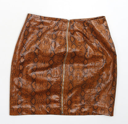 Naanaa Womens Brown Animal Print  Mini Skirt Size 8