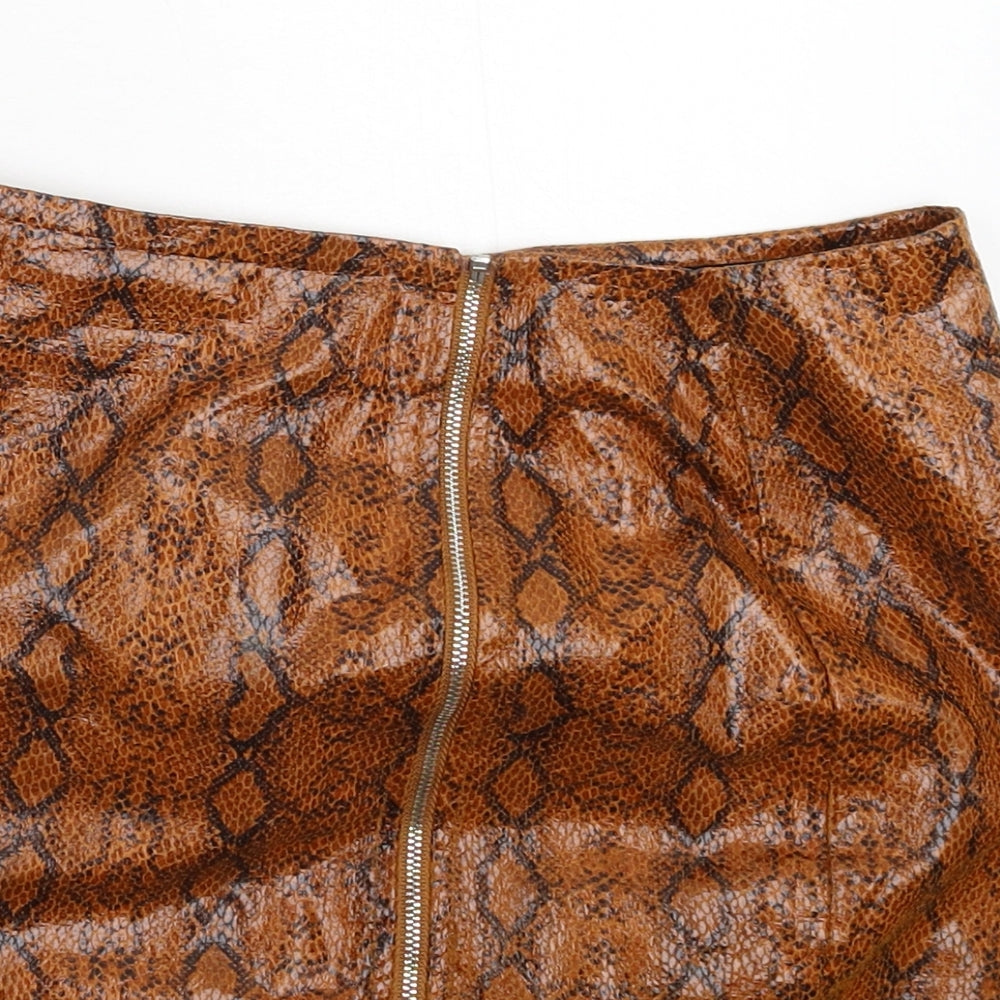 Naanaa Womens Brown Animal Print  Mini Skirt Size 8