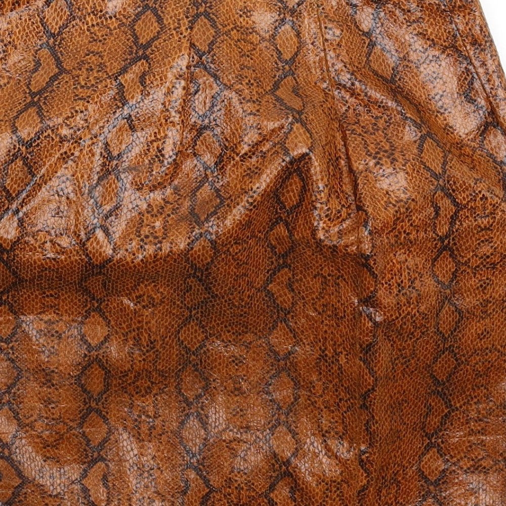 Naanaa Womens Brown Animal Print  Mini Skirt Size 8