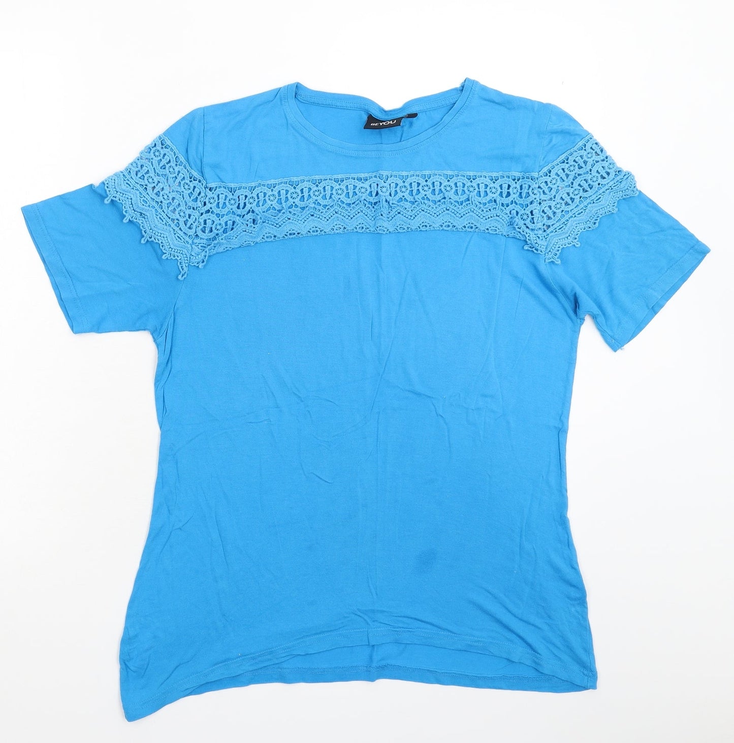 Womens UK Size 18 Be You Blue Basic T-Shirt