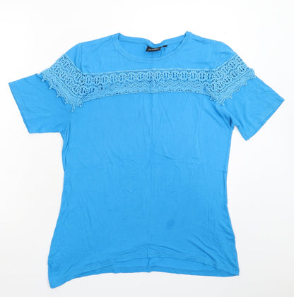 Womens UK Size 18 Be You Blue Basic T-Shirt