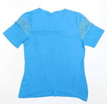 Womens UK Size 18 Be You Blue Basic T-Shirt