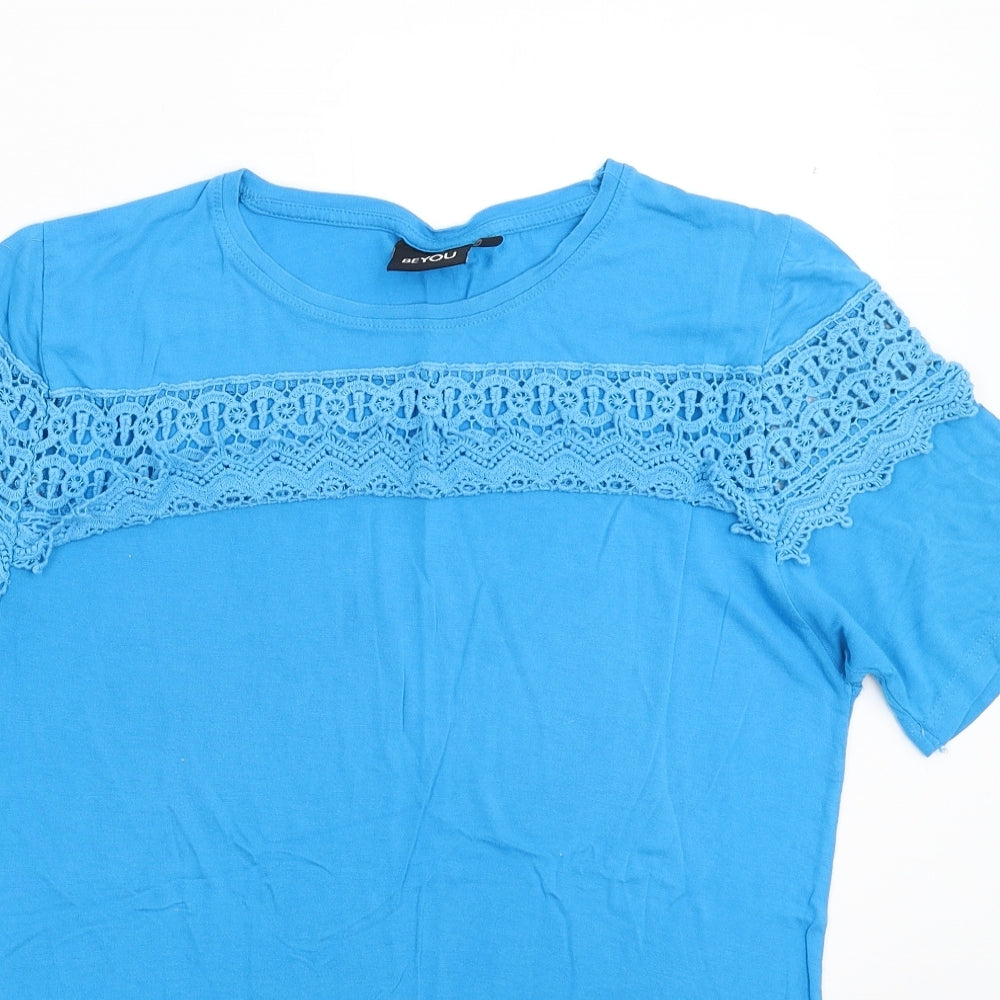 Womens UK Size 18 Be You Blue Basic T-Shirt